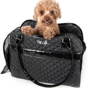 Pet Life Blac Handbag Fashion Pet Carrier, 14.6" L X 6.7" W X 10.6" H